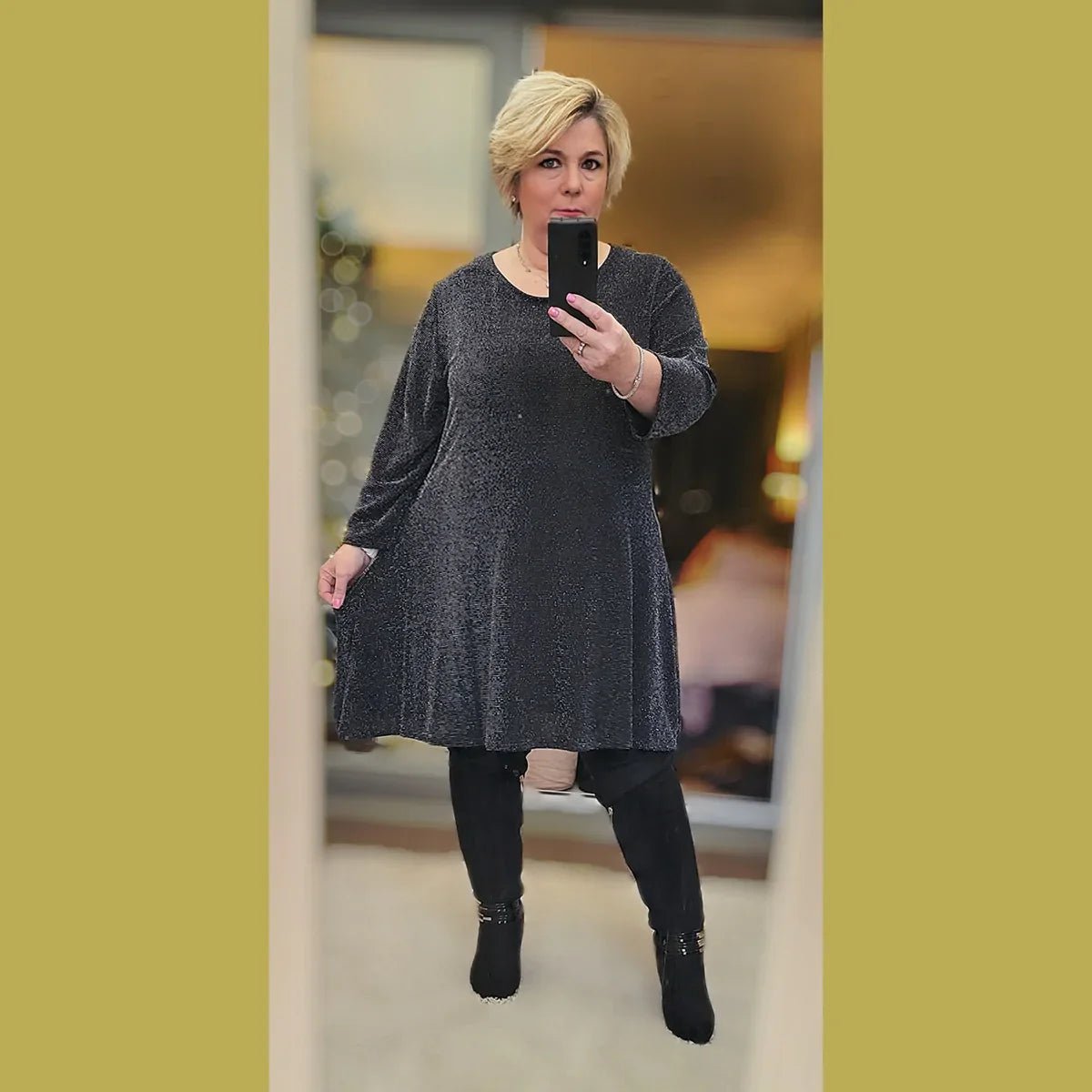 SPARKLY 3/4 SLEEVE SWING TOP - FullFab