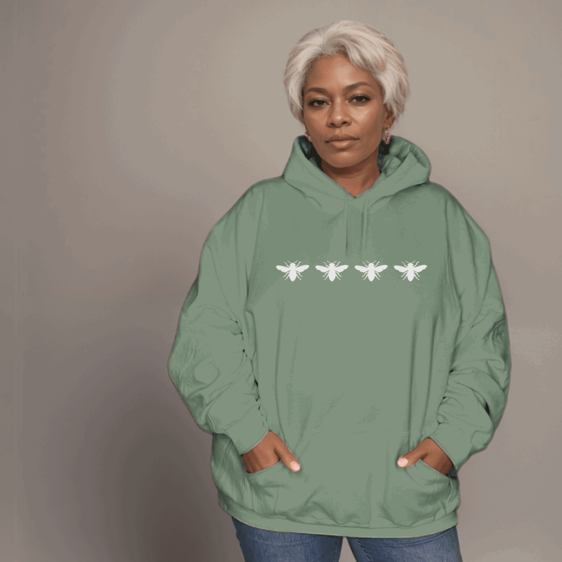 4 Bees Plus-Size Hoodie in Premium 100% Cotton - Soft and Comfortable with Bee Motif - FullFab