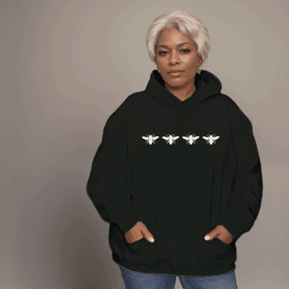 4 Bees Plus-Size Hoodie in Premium 100% Cotton - Soft and Comfortable with Bee Motif - FullFab