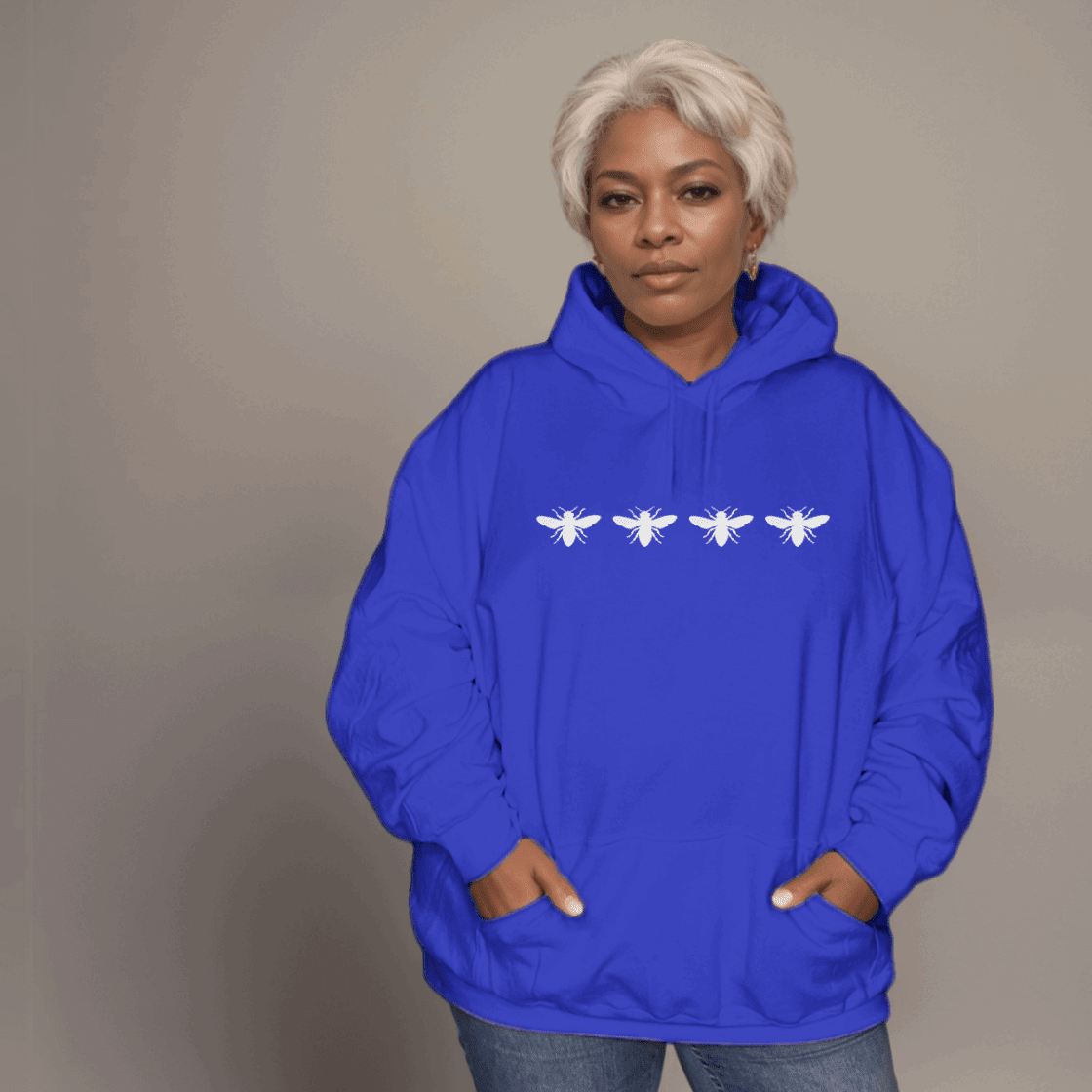 4 Bees Plus-Size Hoodie in Premium 100% Cotton - Soft and Comfortable with Bee Motif - FullFab