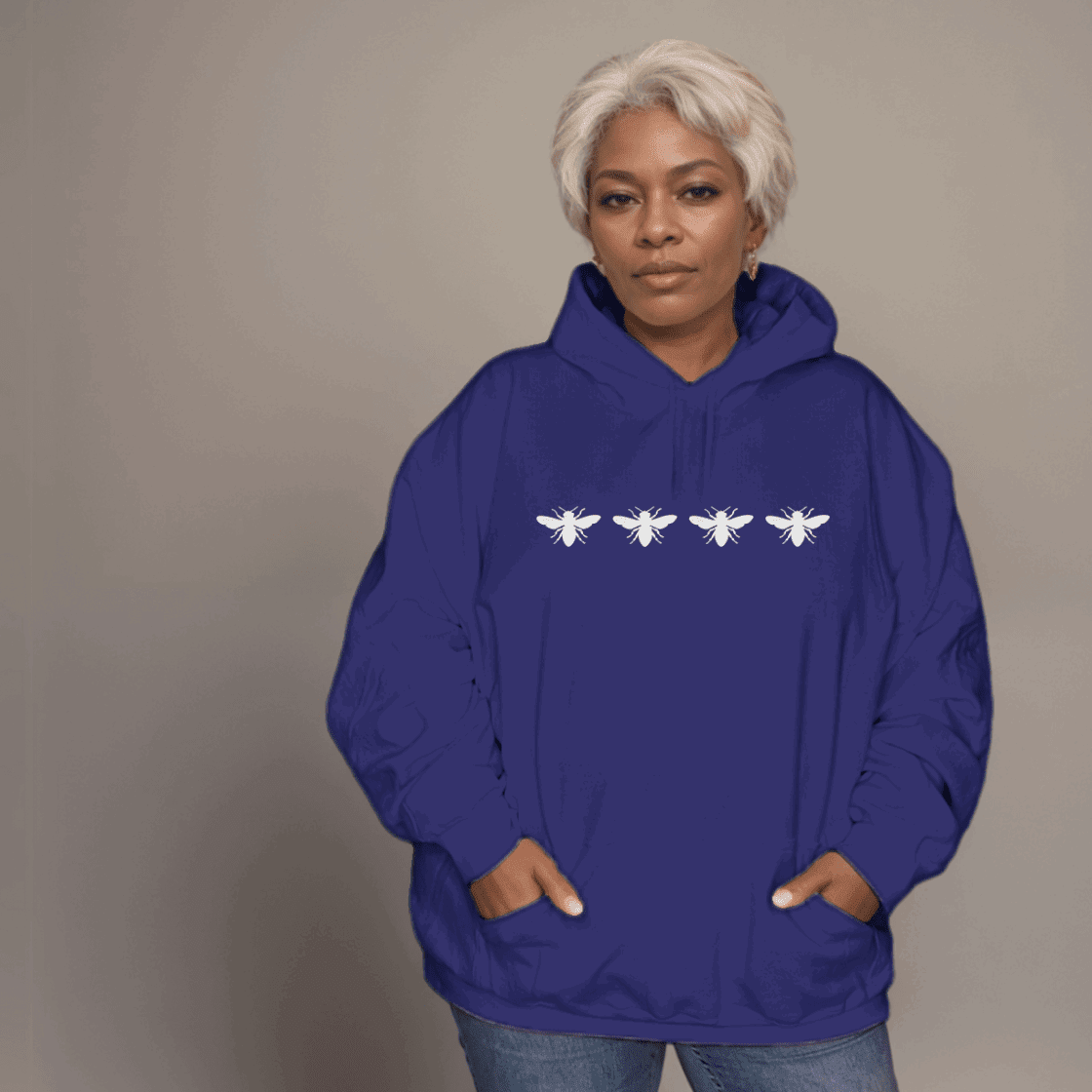 4 Bees Plus-Size Hoodie in Premium 100% Cotton - Soft and Comfortable with Bee Motif - FullFab