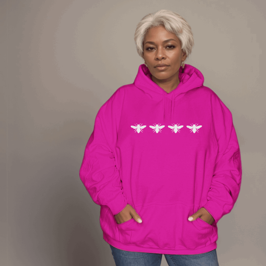 4 Bees Plus-Size Hoodie in Premium 100% Cotton - Soft and Comfortable with Bee Motif - FullFab