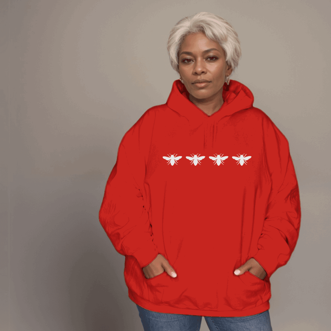 4 Bees Plus-Size Hoodie in Premium 100% Cotton - Soft and Comfortable with Bee Motif - FullFab