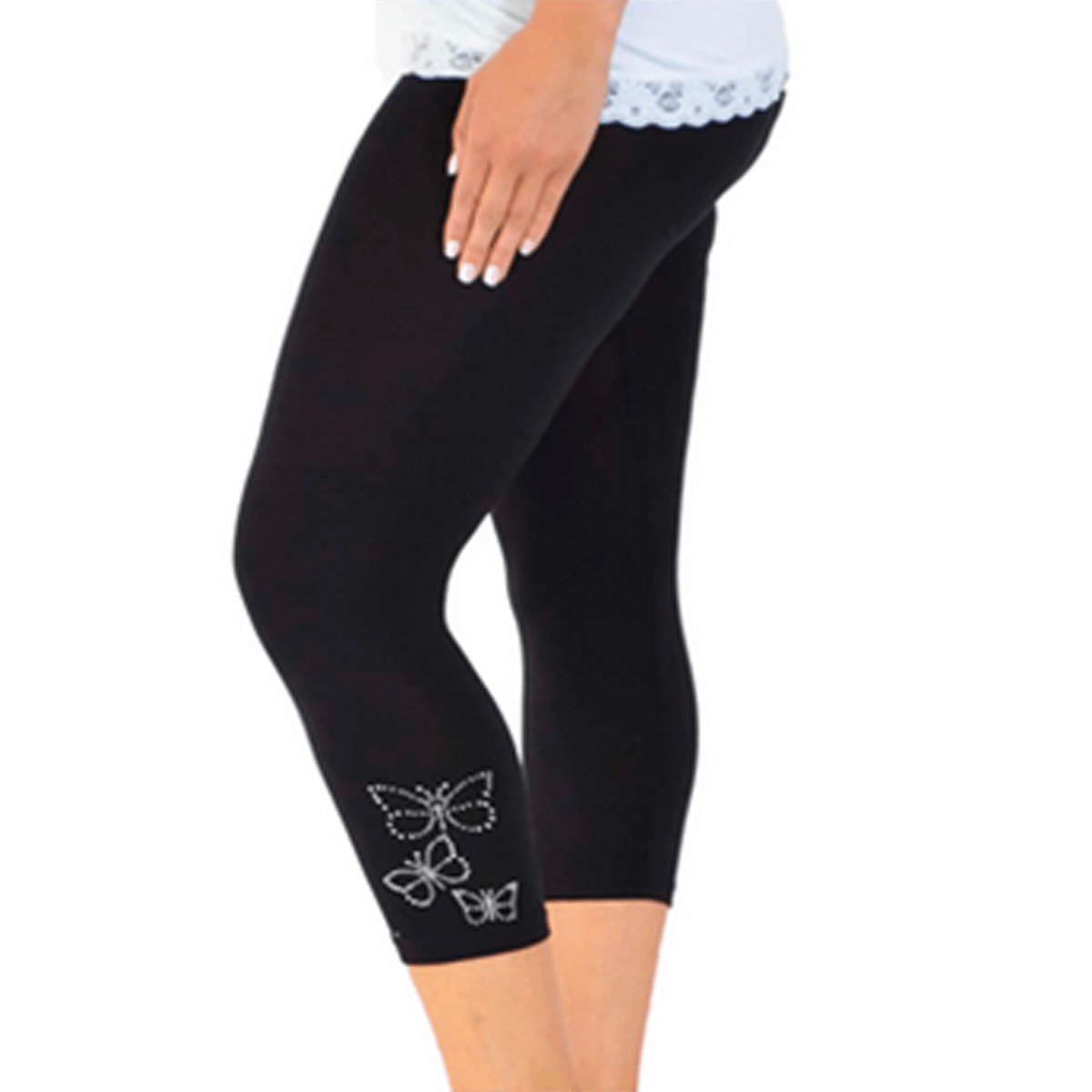 ROCKTHOSECURVES STUDDED BUTTERFLY 3/4 CAPRI LEGGINGS - FullFab