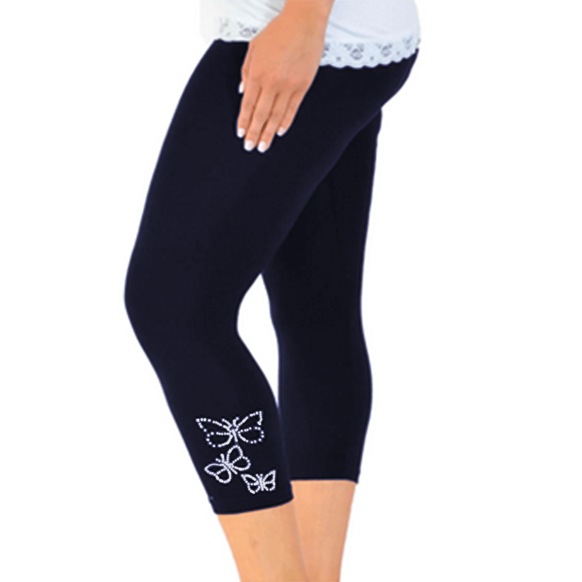 ROCKTHOSECURVES STUDDED BUTTERFLY 3/4 CAPRI LEGGINGS - FullFab