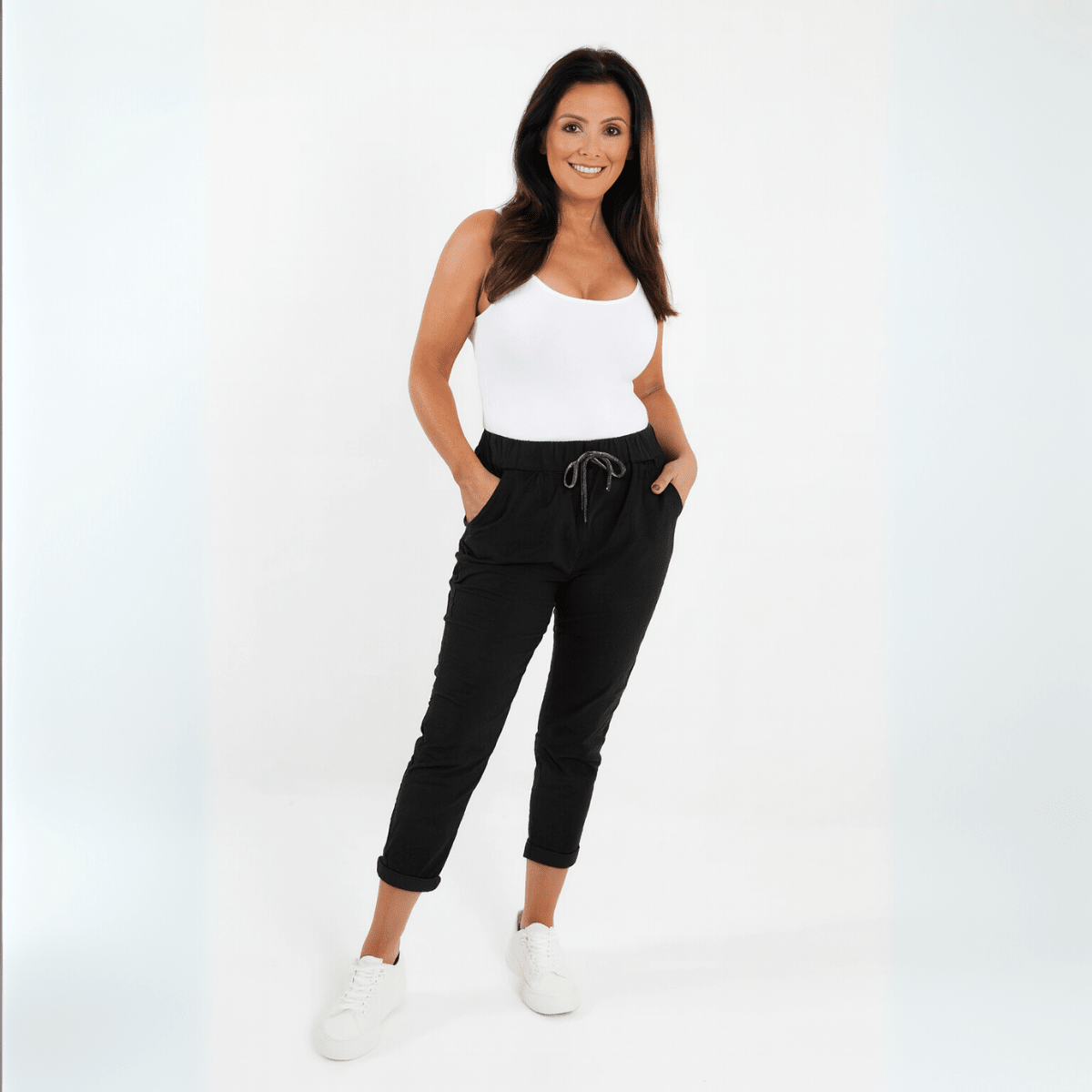 Stretchy Plain Trousers / Jeans with Side Pockets - FullFab