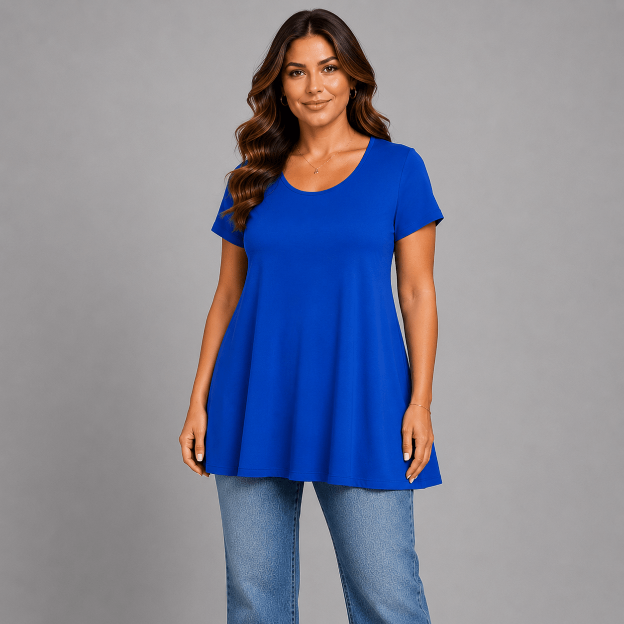 Short Sleeve Godet Panel Swing Top - FullFab
