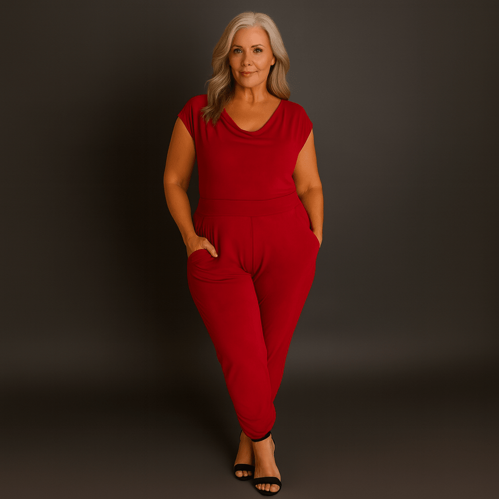 Soft Suedette Cowl Neck Jumpsuit with Pockets - FullFab