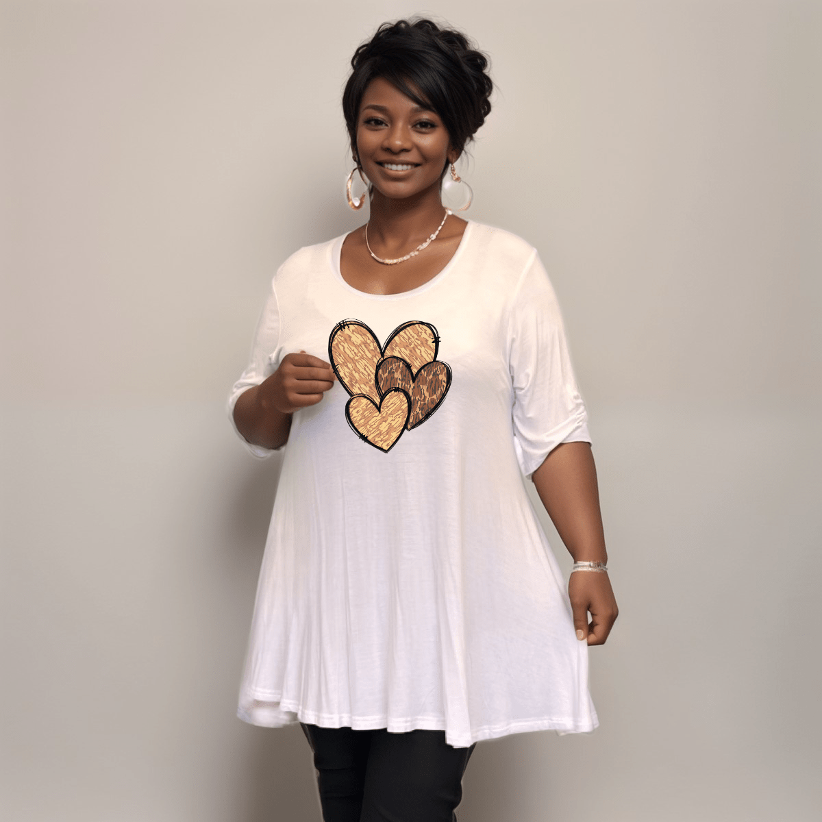 Swing Top with Camo & Leopard Hearts - FullFab