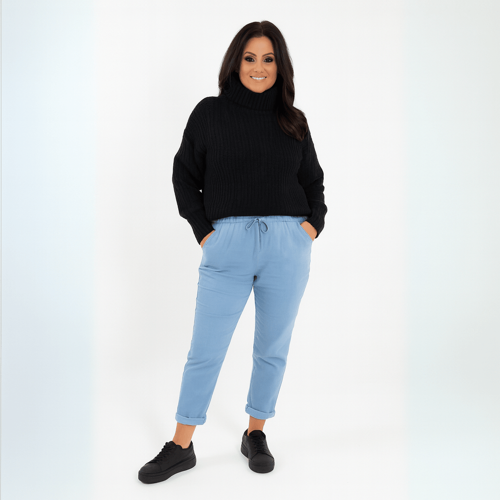 Stretchy Plain Trousers / Jeans with Side Pockets - FullFab