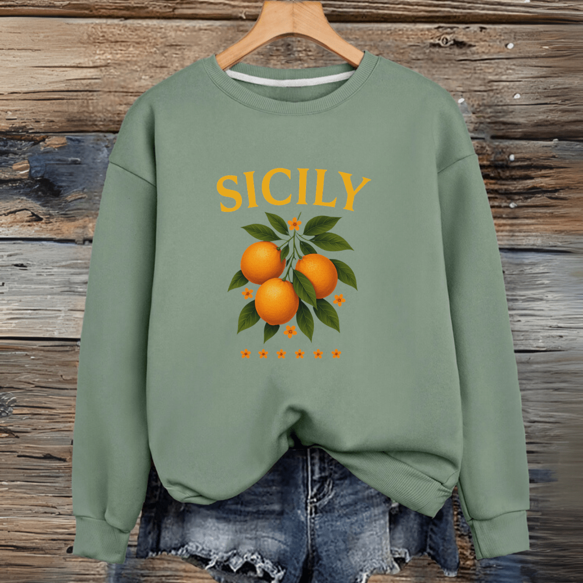 Sicily Premium Cotton Sweatshirt Oranges - FullFab