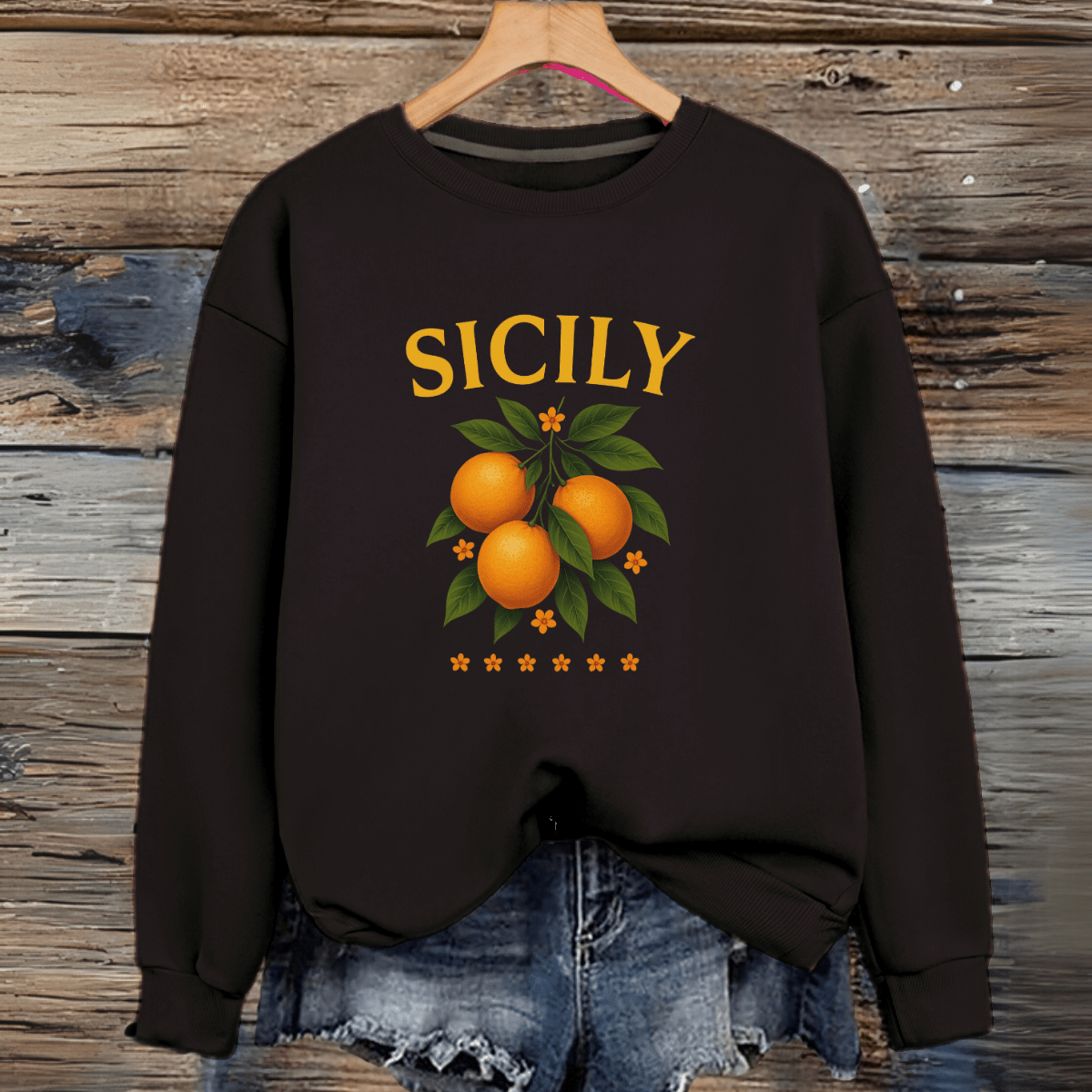 Sicily Premium Cotton Sweatshirt Oranges - FullFab