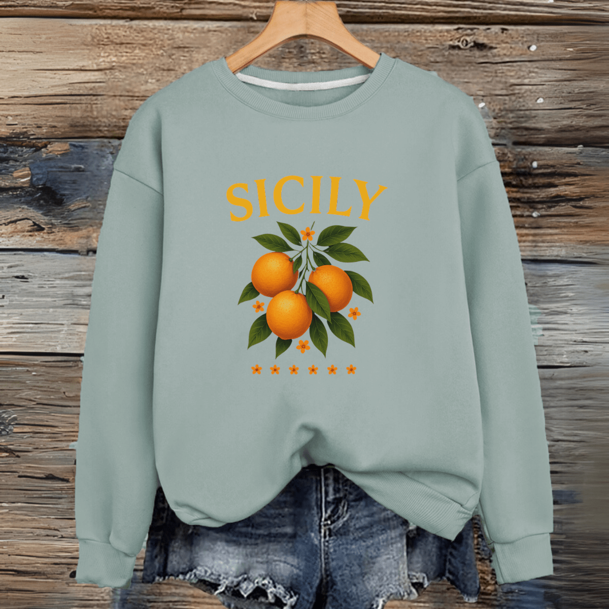 Sicily Premium Cotton Sweatshirt Oranges - FullFab