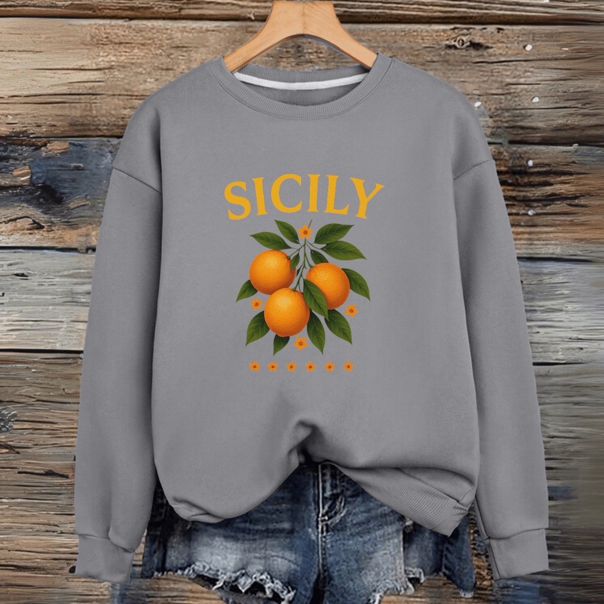 Sicily Premium Cotton Sweatshirt Oranges - FullFab