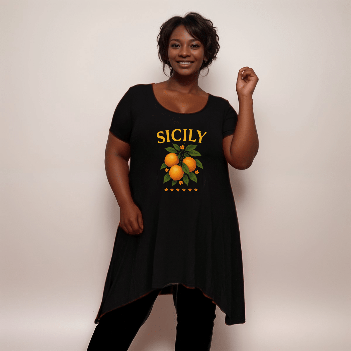 Sicily Orange Hanky Hem Swing Top - FullFab
