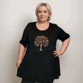 Birds in a Tree 3/4 Button Sleeve A-Line Swing Top for Effortless Style - FullFab