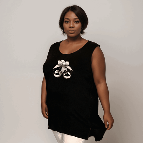 BLACK CHERRY BOW SLEEVELESS VEST - FullFab