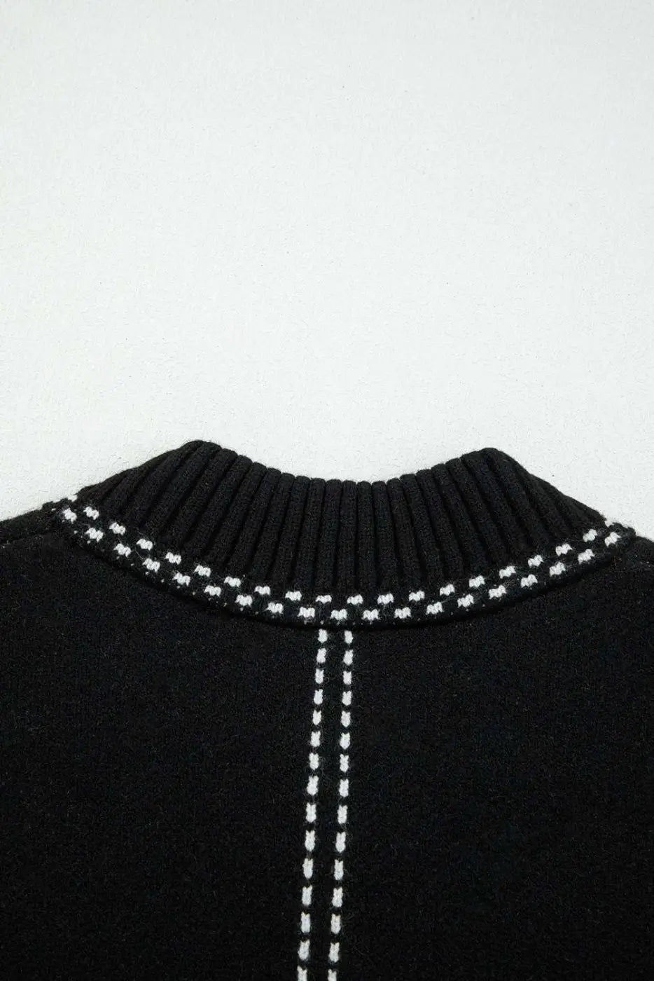 Black Contrast Trim Knit Cardigan Women UK - FullFab