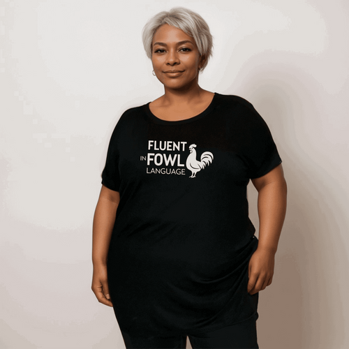 BLACK FLUENT IN FOWL LANGUAGE T-SHIRT - FullFab
