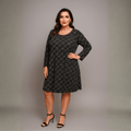 Sparkly Swirl Pattern Long Sleeve Party Swing Dress - FullFab