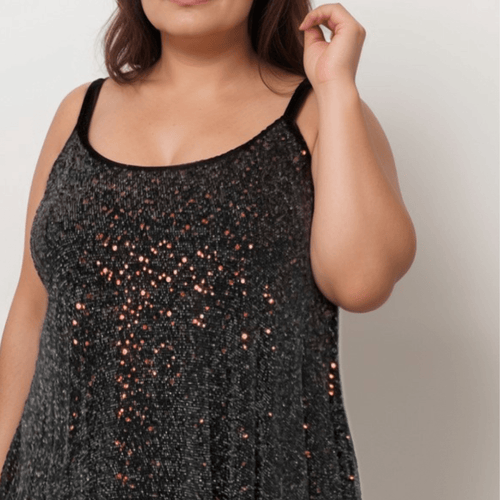 ROCKTHOSECURVES SEQUIN STRAPPY LONG LENGTH SWING TOP PARTY STYLE - FullFab