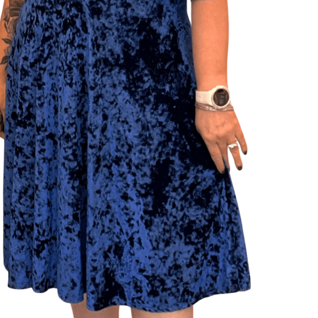 ROCKTHOSECURVES CRUSHED VELVET CROSS BACK SKATER DRESS - FullFab