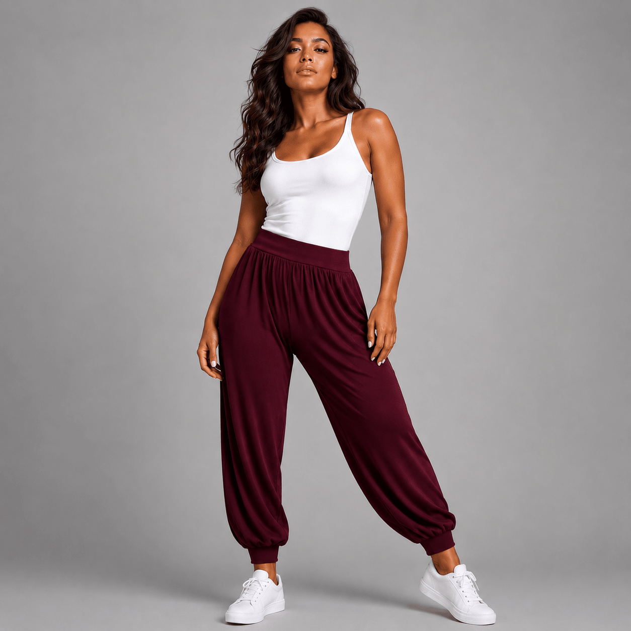 Soft Stretchy High Waist Harem Pants - FullFab
