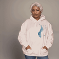 Cotton Hoodie Blue Feather Graphic - FullFab