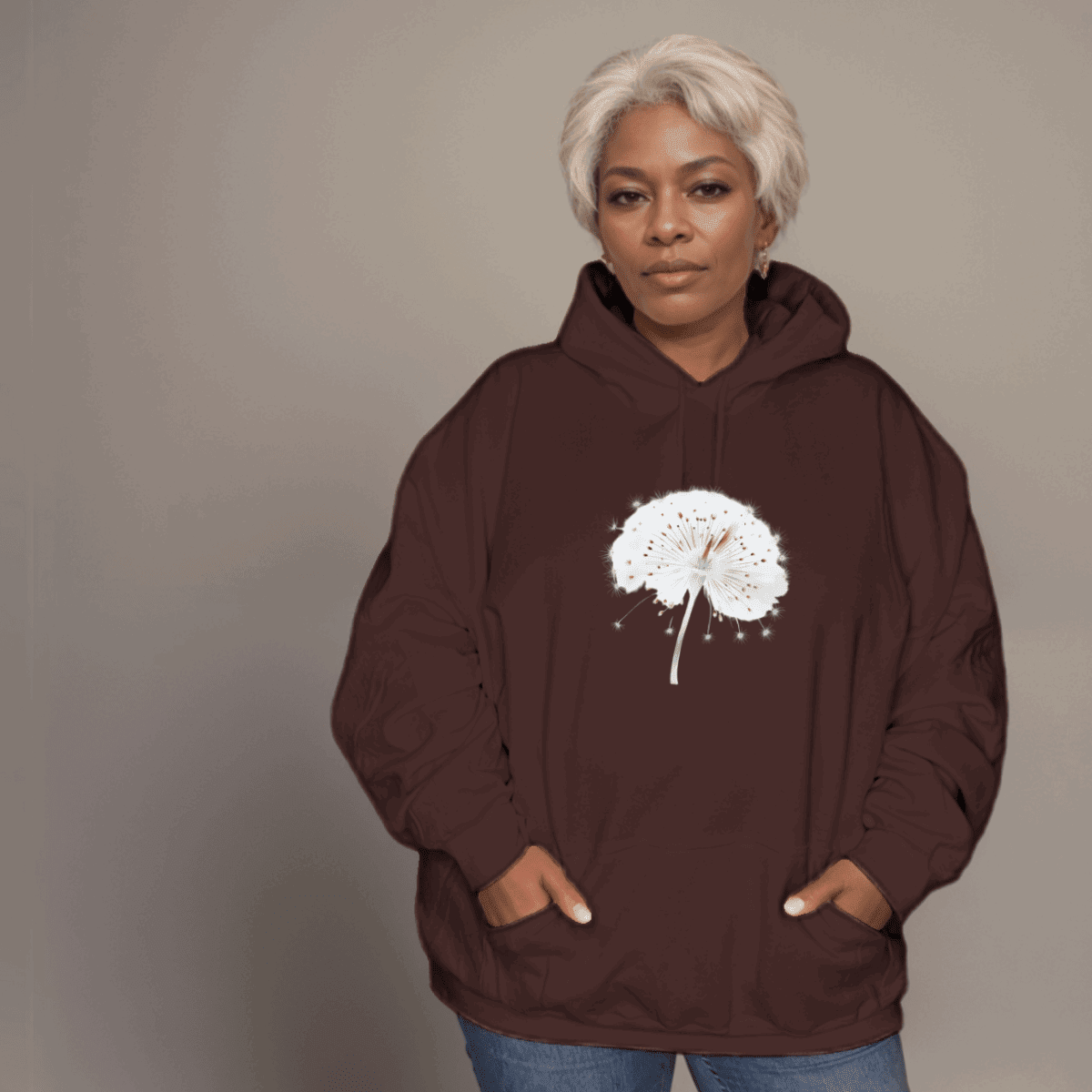 Cotton Hoodie with Dandelion Print - FullFab