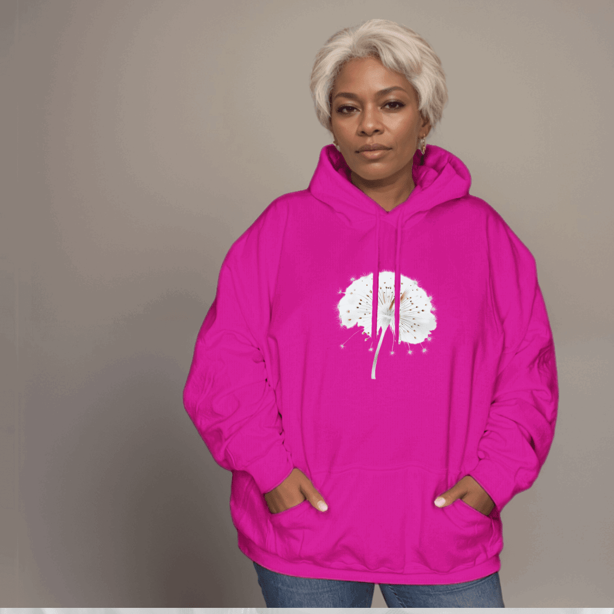 Cotton Hoodie with Dandelion Print - FullFab
