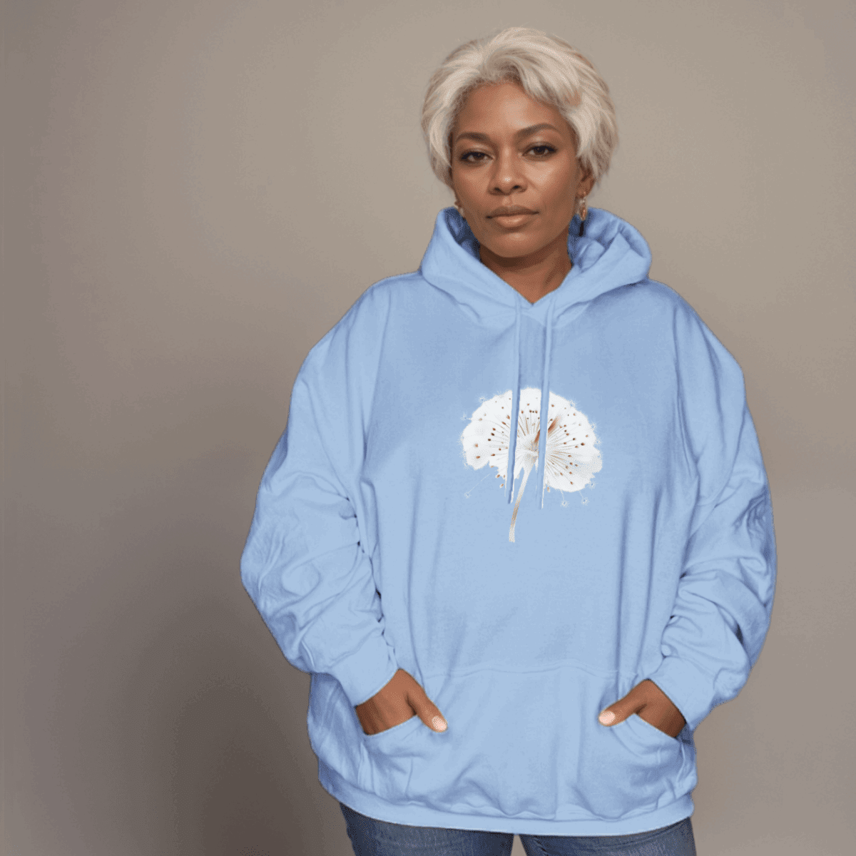 Cotton Hoodie with Dandelion Print - FullFab