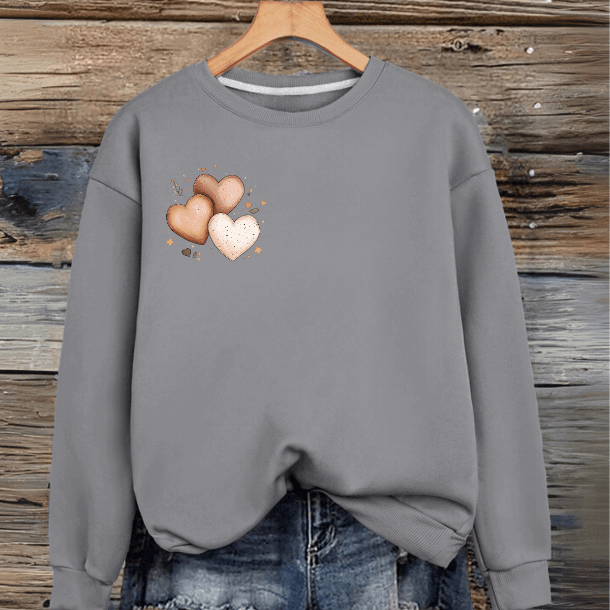 Cotton Triple Heart Sweatshirt - FullFab