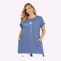 Dragonfly Long Dipped Hem T-Shirt with Pockets - FullFab
