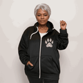 FLORAL PAW PRINT ZIP UP HOODIE - FullFab