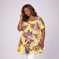 Yellow Tropical Short Sleeve Smock Top - FullFab