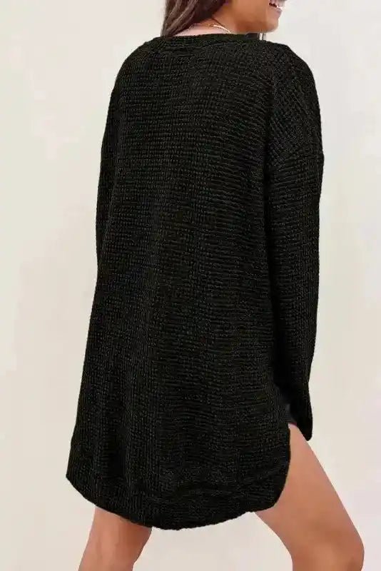 Moss Green Textured Knit Top | Plus Size Long Sleeve - FullFab