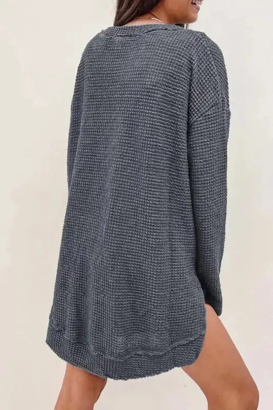 Moss Green Textured Knit Top | Plus Size Long Sleeve - FullFab