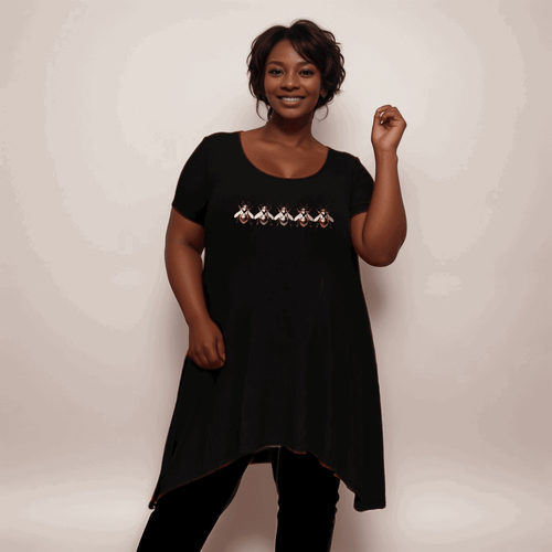 Multi Coloured Bee-Logo Hanky-Hem Swing Top - FullFab