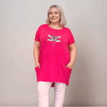 MULTI DRAGONFLY DIPPED HEM T-SHIRT WITH POCKETS - FullFab