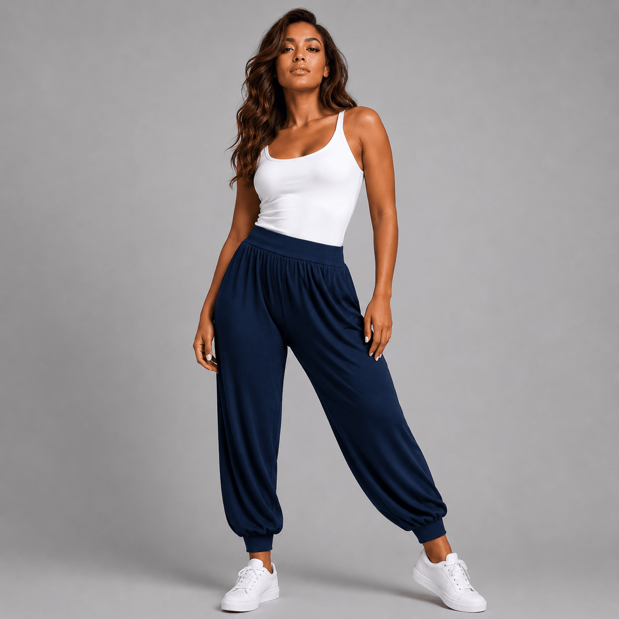 Soft Stretchy High Waist Harem Pants - FullFab