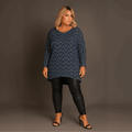 Navy Sparkly Swirl Batwing Top - FullFab