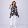 Navy White Paisley Hanky Hem Swing Top - FullFab