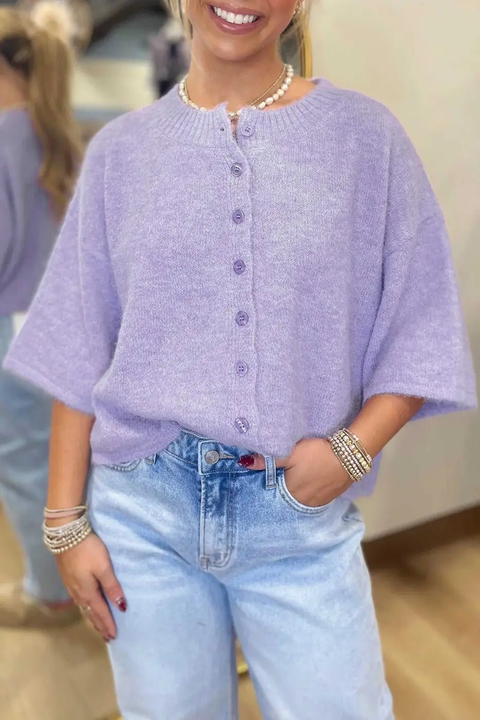 Pastel Fuzzy Knit Boxy Cardigan Women UK - FullFab