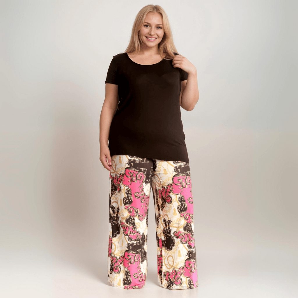 ROCKTHOSECURVES CHAIN PRINT ELASTIC WAIST PALAZZO TROUSERS - FullFab
