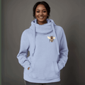Plus-Size Cowl-Neck Cotton Hoodie with Bee Print - FullFab