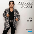 Plus Size Jacket featuring a floral design, suitable for UK sizes 14-28.