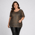 Sparkly Metallic Thread Short Sleeve Lace Blouse - FullFab