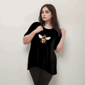 Plus‑Size Bee Print Swing Top with Button Half-Sleeves - FullFab