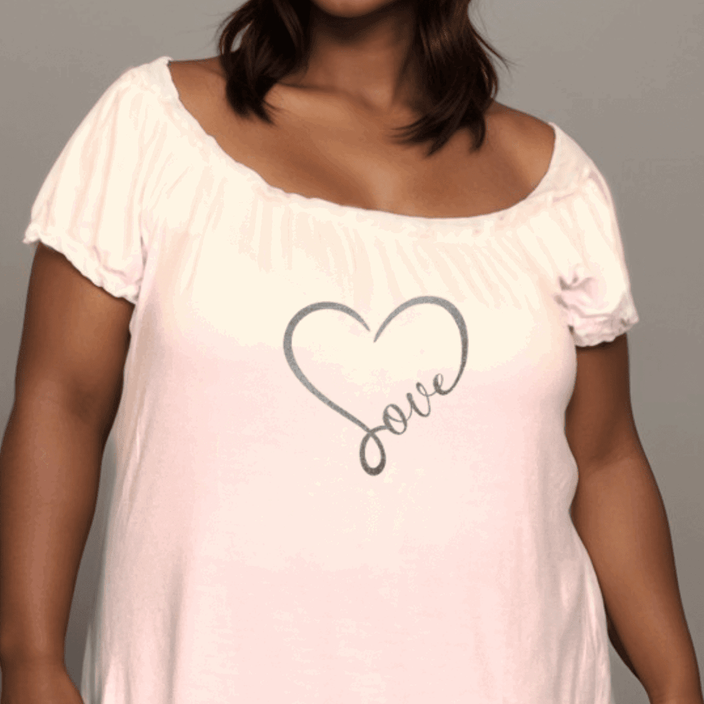 Plus‑Size Love Heart Off‑Shoulder Gypsy Top - FullFab