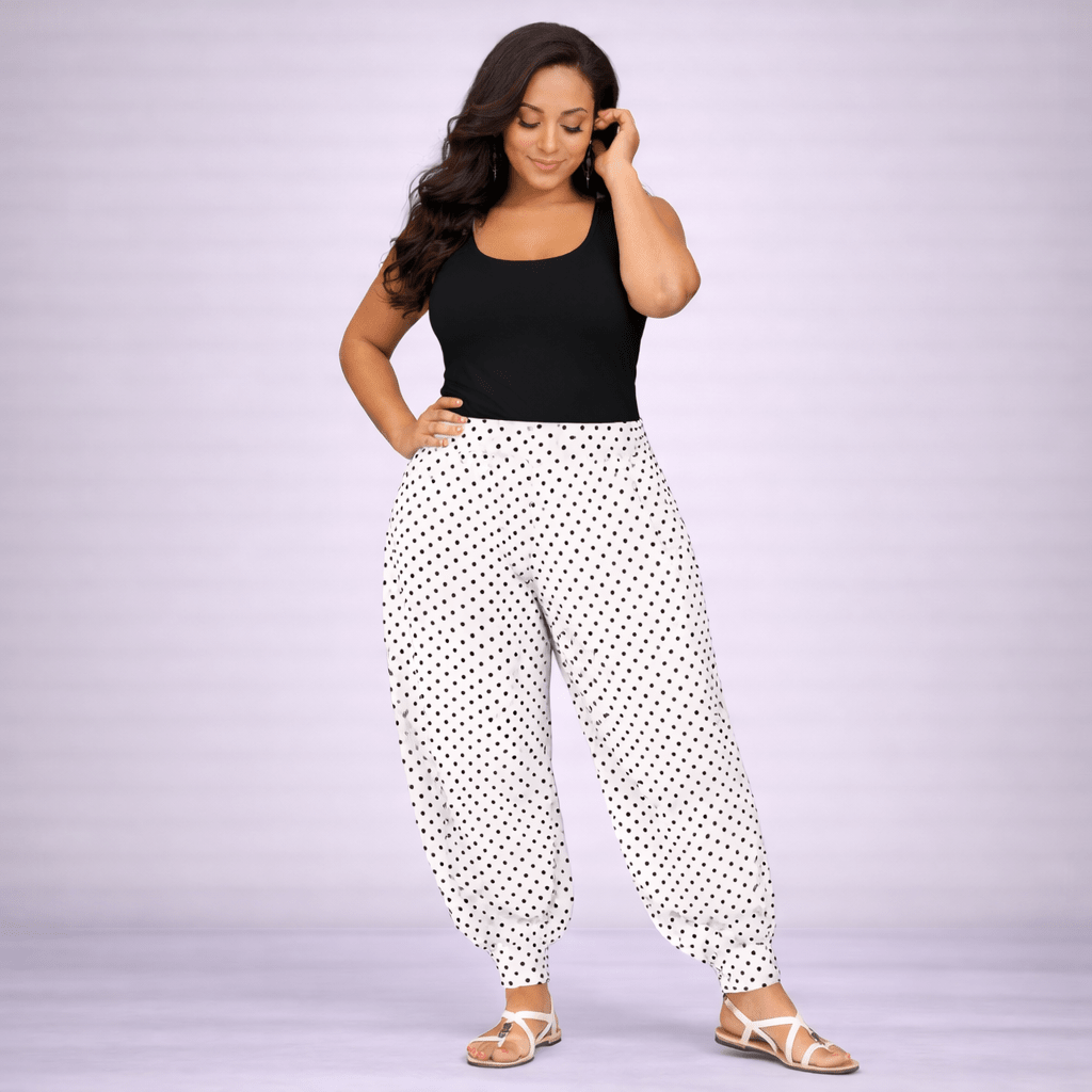 Polka Dot High Rise Harem Pants - FullFab